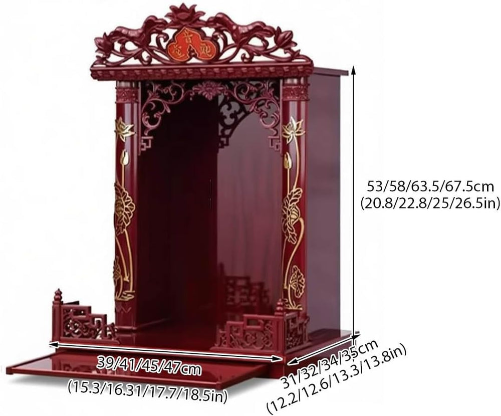 Wall Altar Shelf with Pull-Out Panel for Incense Offerings,Wall-Mounted Solid...