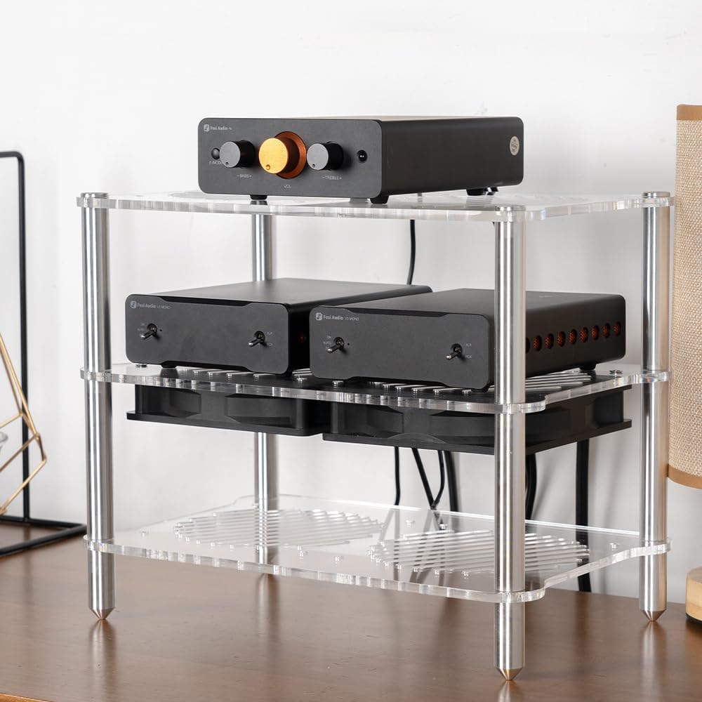 Fosi Audio Acrylic Amplifier Rack for Cooling Fan, Sturdy Audio Equipment Rac...