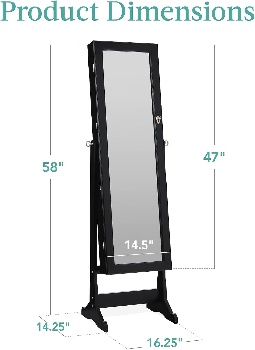 Best Choice Products Freestanding Jewelry Armoire Cabinet, Full Length Standi...
