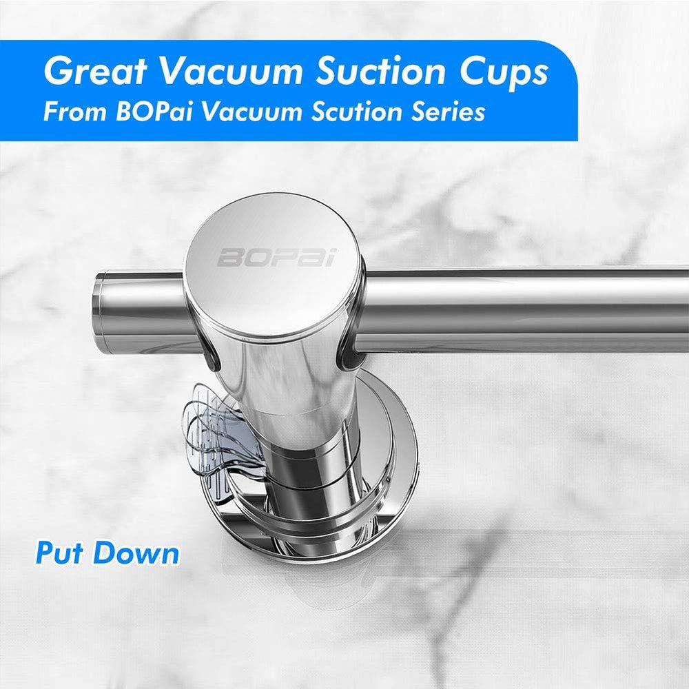 BOPai 24 inch Suction Cup Towel Bar, Chrome