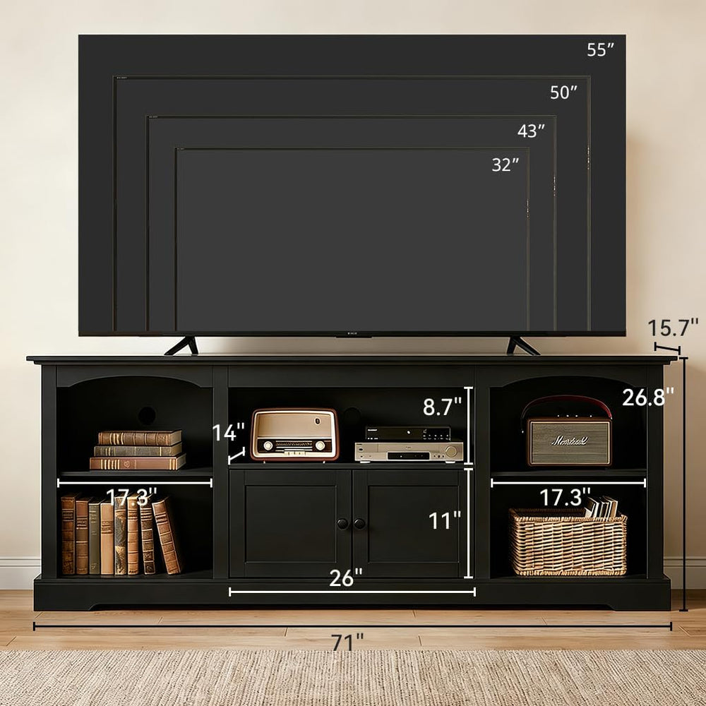 LUCKLIFE 71" TV Stand for TVs up to 80 Inch,Modern Farmhouse Entertainme...
