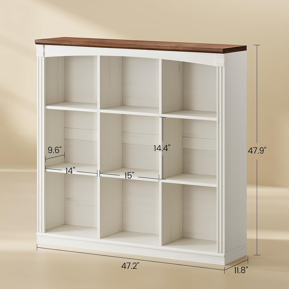 47.2''x47.9'' Wooden 9 Cube Storage Organizer Bookcase, Long ...