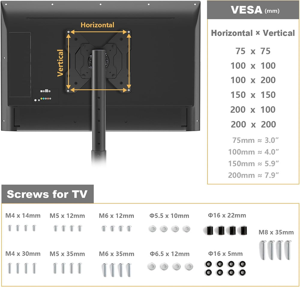 TVON TV Floor Stand for 13-50 inch LCD LED Flat/Curved Panel Screen TVs up to...