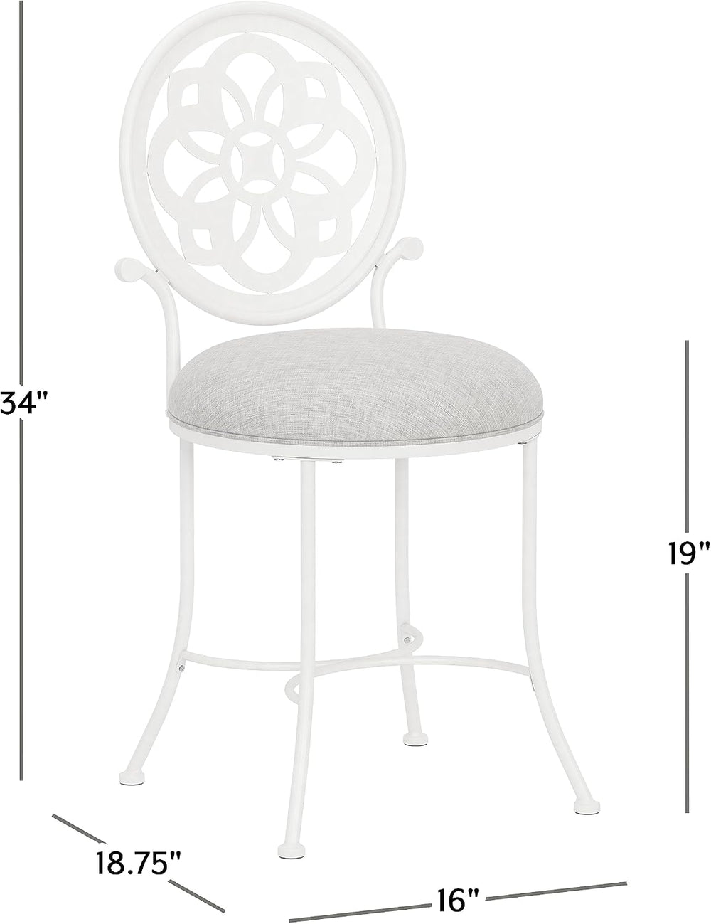 Hillsdale Marsala Metal Vanity Stool with a Circular Geometric Back Design, O...