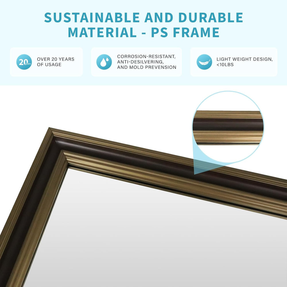 Retro Copper Effect Framed Wall Mirror, 22x30 Rectangle Mirror
