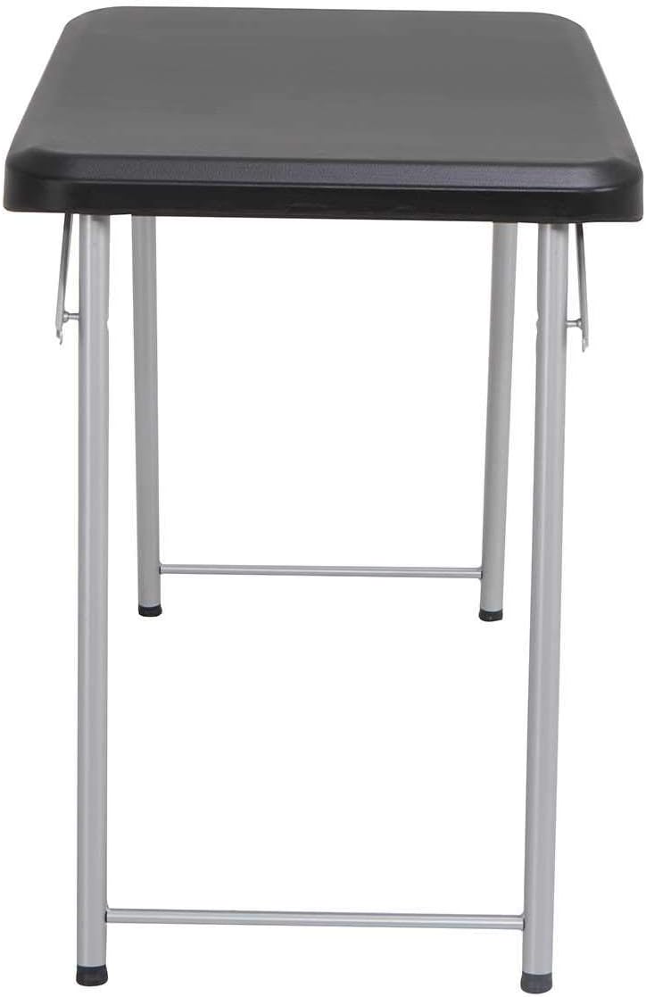 LIFETIME Stacking Compact Folding Table, 30 in. x 20 in., Black and Silver, I...