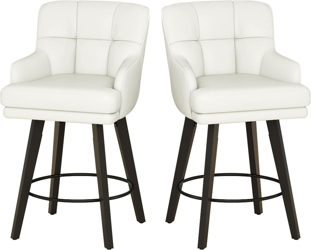 SAECKBERG 360°Swivel Counter Height Bar Stools with Back, 26 inch Solid Wood ...