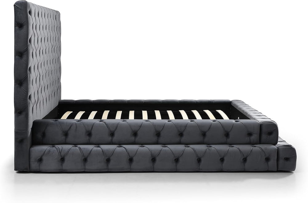 Better Home Products Eleonora King Size Velvet Upholstered Bed with Deep Butt...