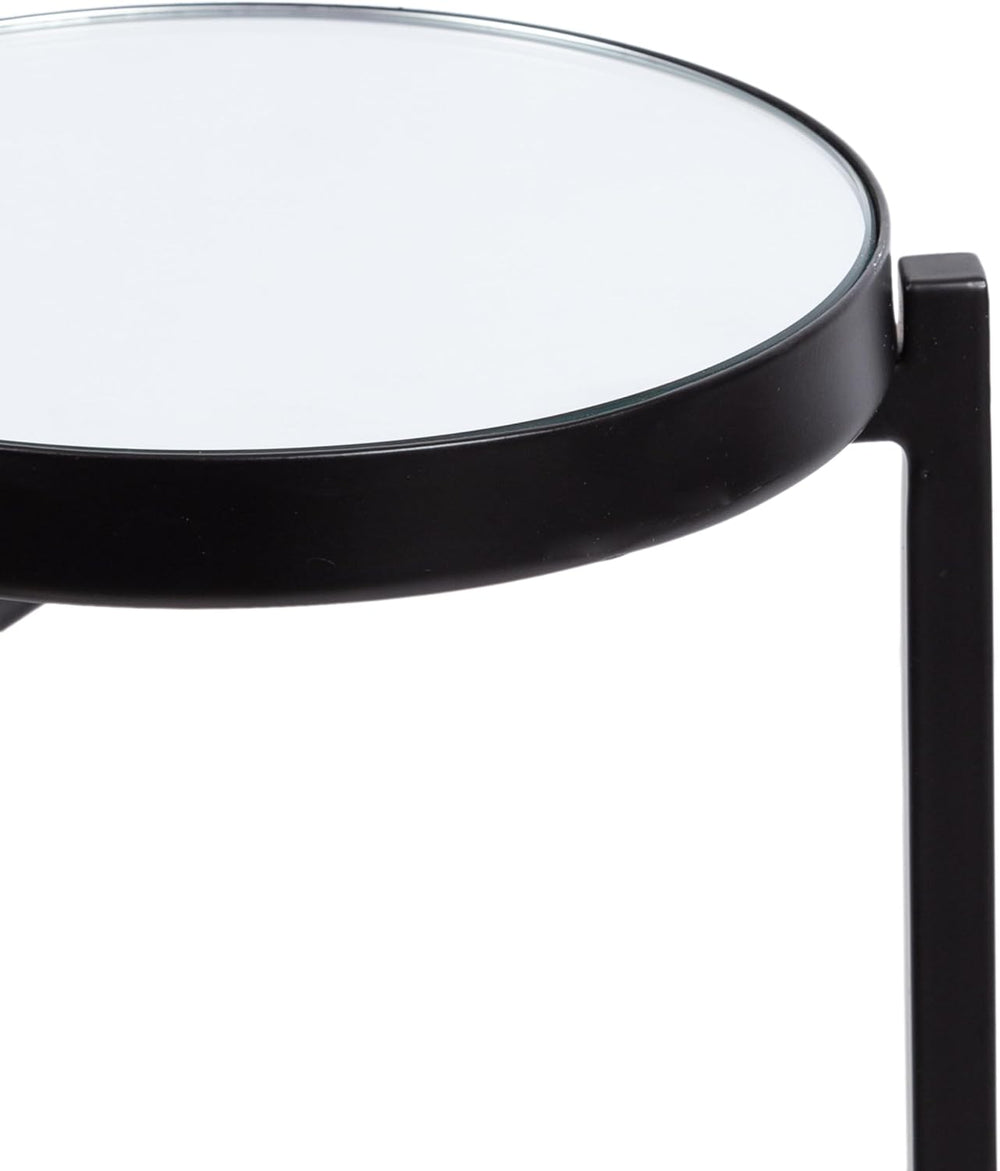 Kate and Laurel Aguilar Modern Mirrored Round Drink Table, 9 x 9 x 23, Black,...
