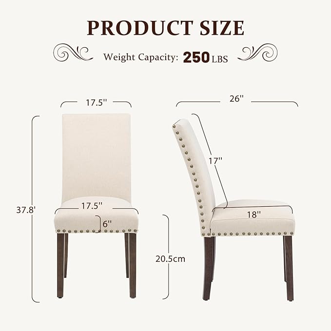 Furniliving Upholstered Wood Dining Chairs High Back Dining Room Chairs with ...