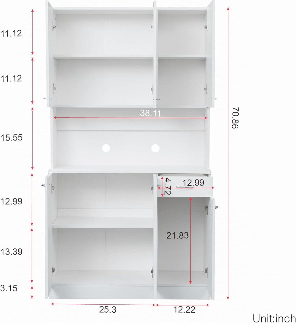 LUMISOL Kitchen Pantry Cabinet, Solid Wood Kitchen Hutch with Microwave Stand...