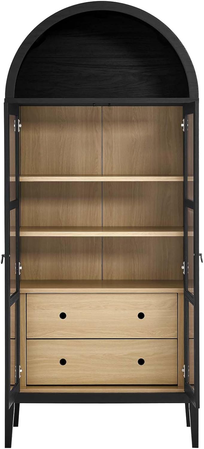 Modway Nolan Modern Farmhouse 71 Inch Tall Arched Storage Display Cabinet in ...