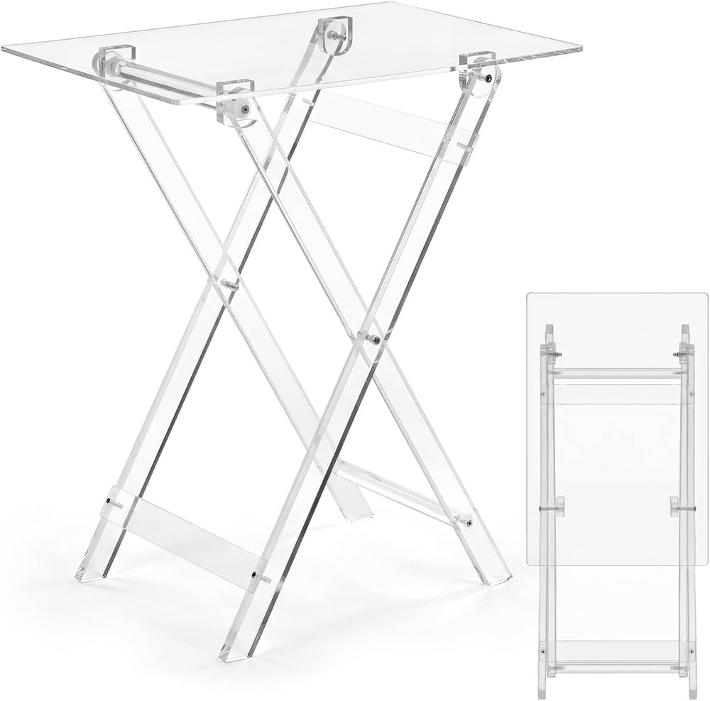 Namalu Acrylic Foldable TV Dinner Table Clear Small Folding Tray Space Saving...