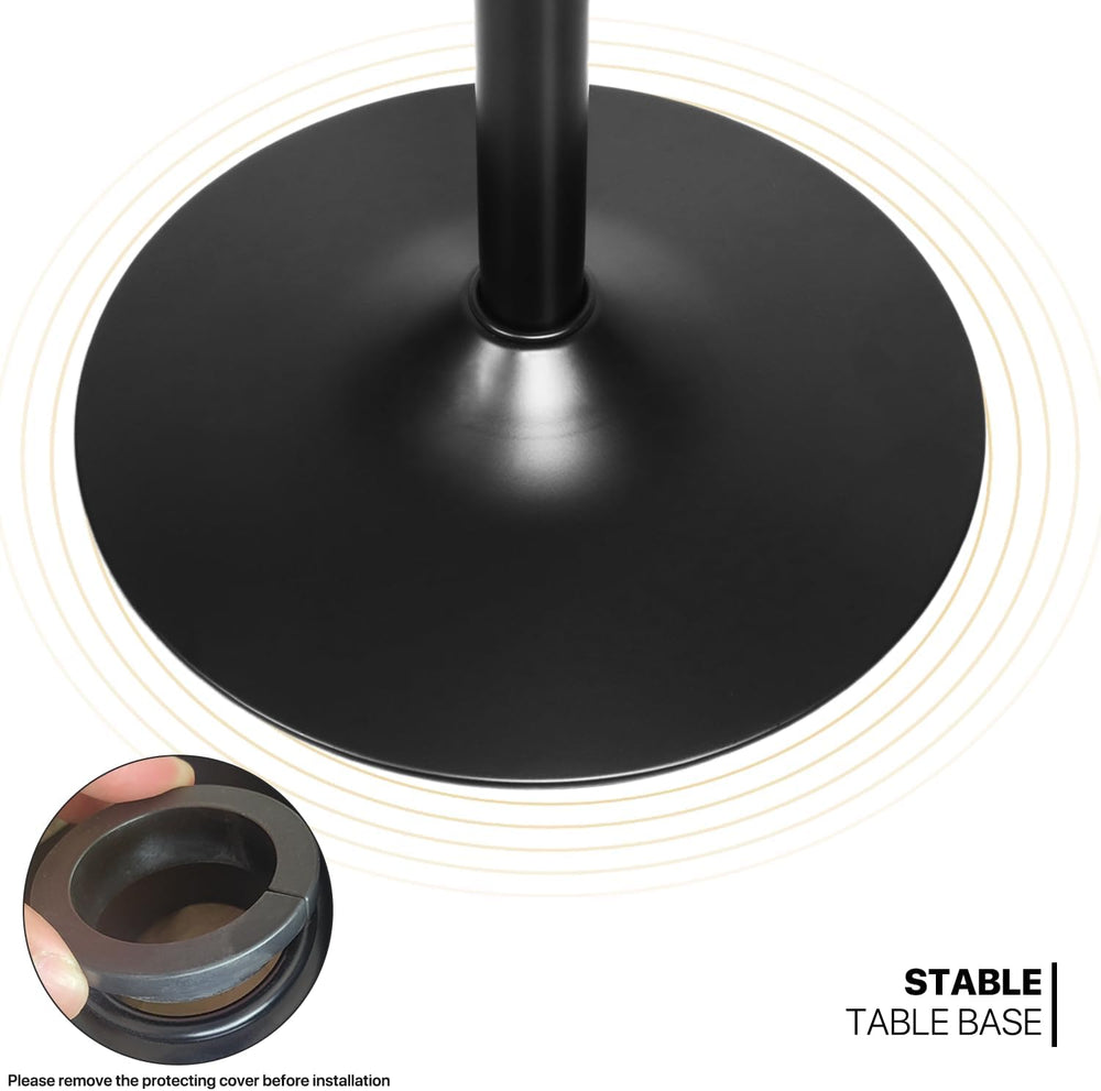 MoNiBloom Round Bar Table Adjustable Height, BistroTable with Black Leg and B...