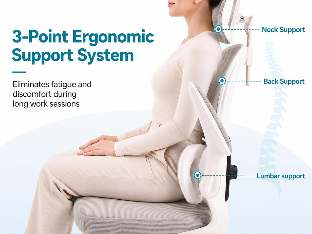 Ergonomic Office Chair with Adjustable Headrest & Lumbar Support, High Ba...