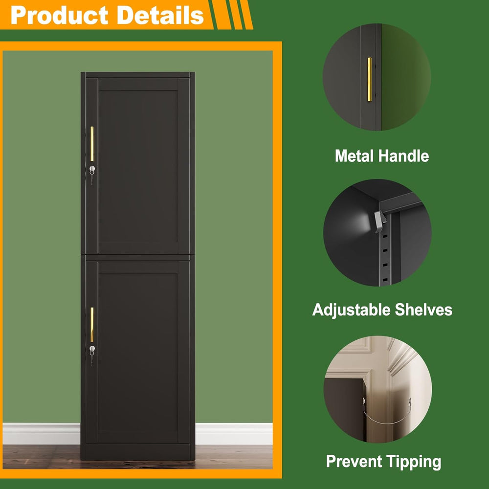 Ckzbx Metal Locker Tall Narrow Storage Cabinet, 67" H Locking Tool File ...