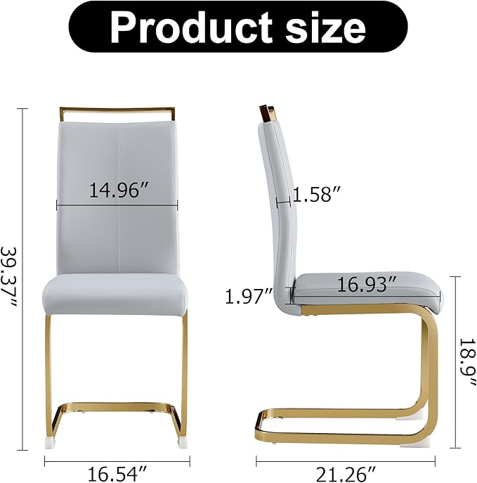 AZmac Modern Leather Dining Chairs Set of 4,Armless Kitchen Chairs,Dining Roo...