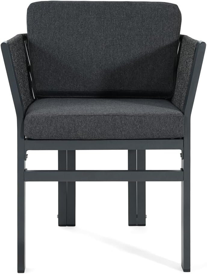Outdoor Dining Chair Set of 2,White Aluminum Frame with Beige Cushion, 300lbs...