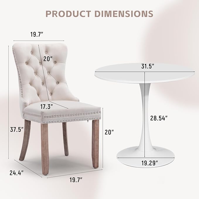 SoarFlash Kitchen Table and Chairs for 2, 31.5" Dining Table Set for 2 w...