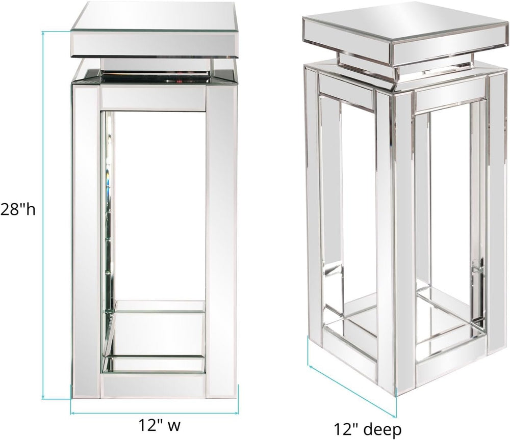 Howard Elliott Collection Small Silver Mirrored Pedestal Accent Table for Hom...