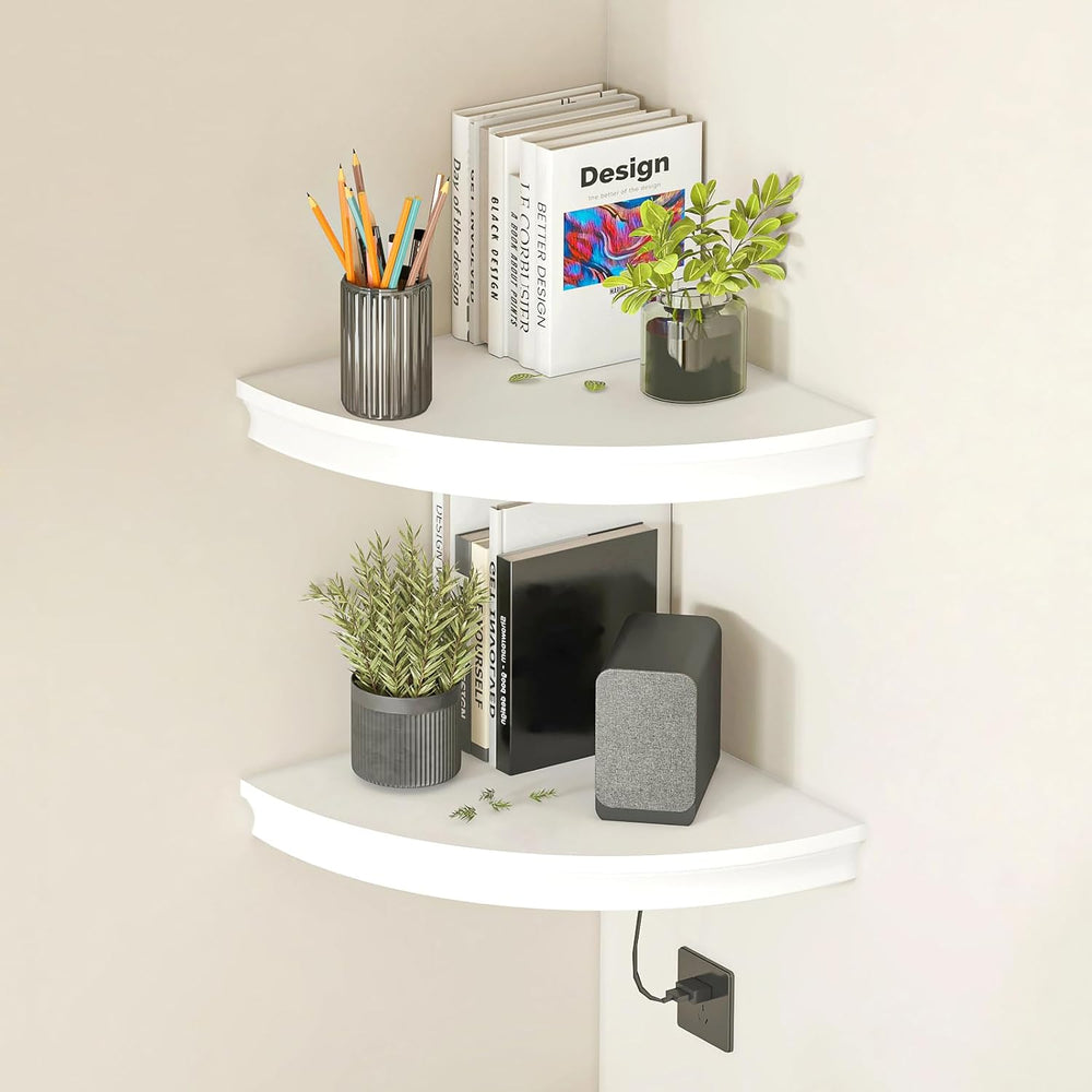 HAO Floating Corner Shelf Invisible Wall Mounted Shelves Radial Shape Cable W...