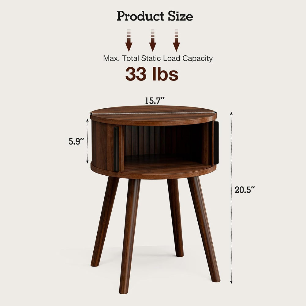 ZttRiee Side Table with Sliding Door & Cabinet, End Table for Living Room...