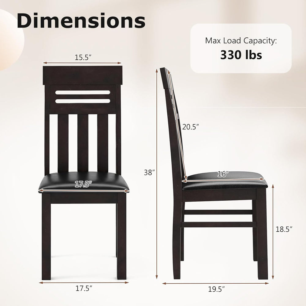 Giantex Wooden Dining Chairs Set of 4, High Back Dining Room Chairs with Padd...