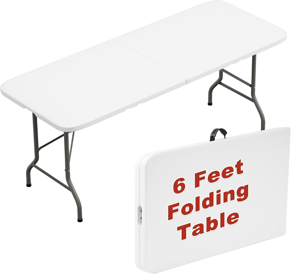 Elevon Folding Table, 6 Feet Heavy Duty Fold-in-Half Utility Table Indoor Out...