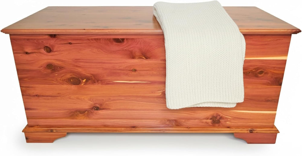DutchCrafters Rustic Solid Wood Natural Wooden Cedar Chest, Aromatic Cedar Sc...