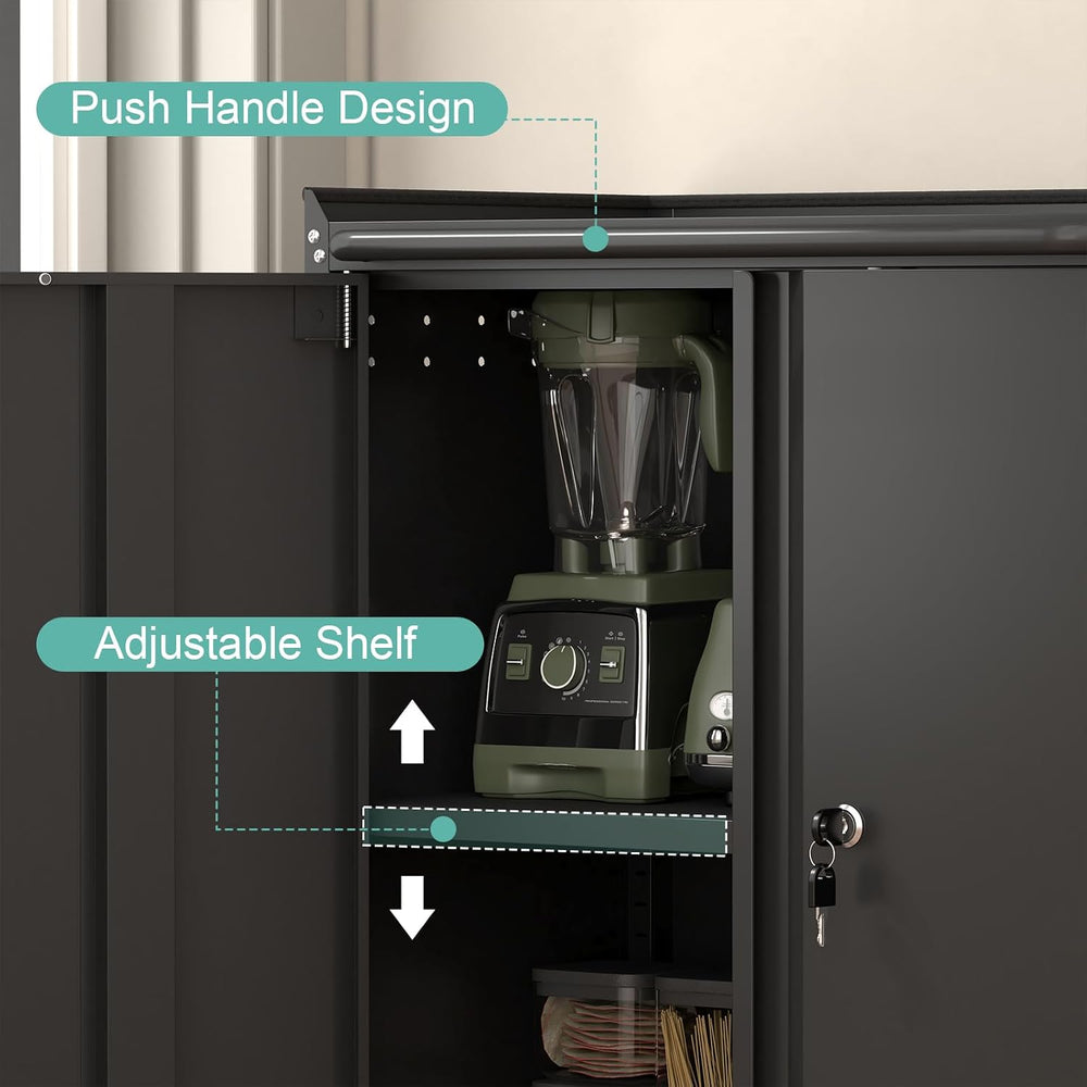 GREATMEET 32" H Lockable Storage Cabinet, Small Locking Cabinet with Doo...