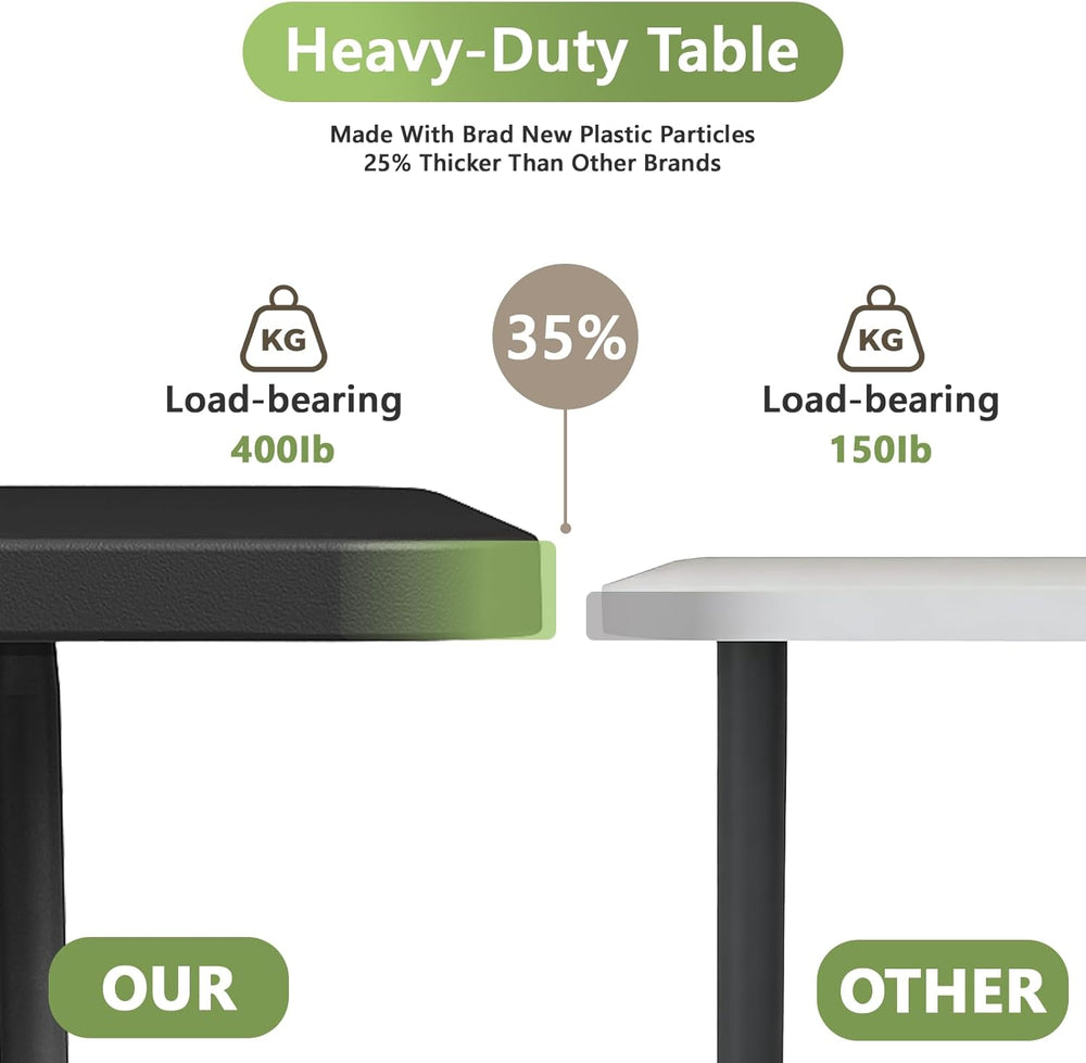4ft Folding Table with Foldable Steel Legs, Heavy Duty Plastic Foldable Table...