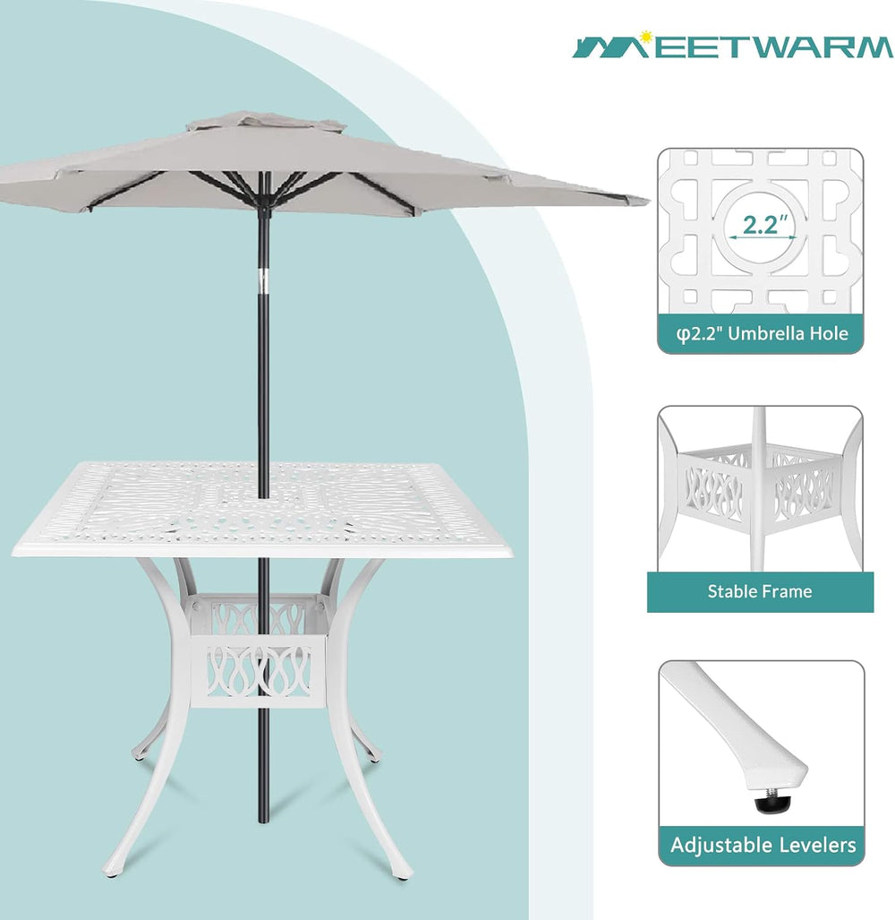 MEETWARM 5-Piece Outdoor Patio Dining Set, All-Weather Cast Aluminum Patio Co...