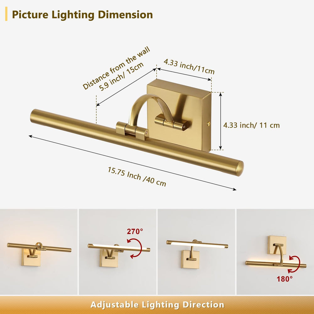 DESOOP Brass Picture Lights for wall Hard-Wired LED Picture Lighting Dimmable...