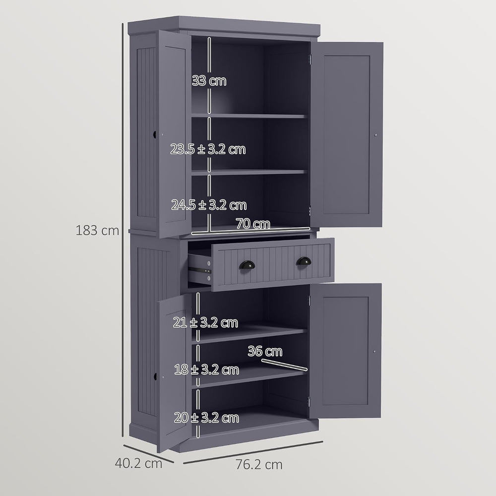 Blue 72" Farmhouse Kitchen Pantry Cabinet Bathroom Cabinet, Multiple Sto...