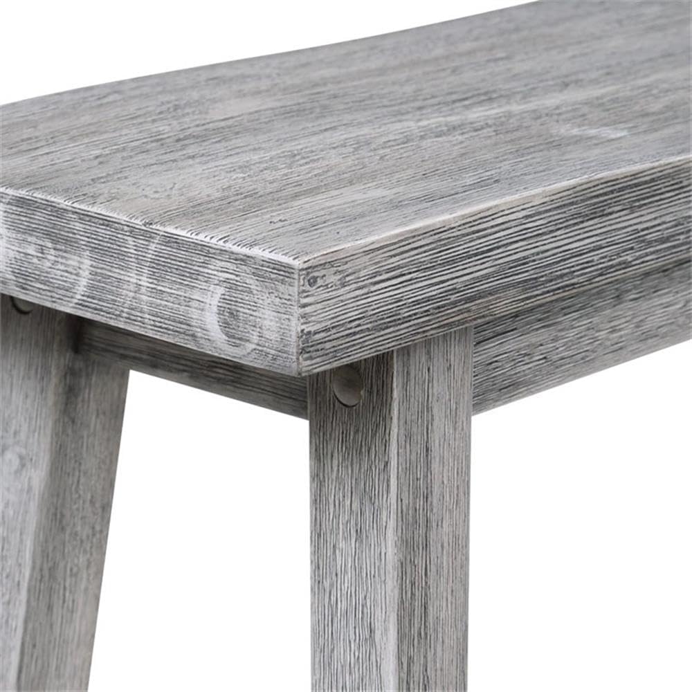 Pemberly Row Wood Backless Bench, Storm Gray Wire-Brush Finish, 33 in Wide, A...