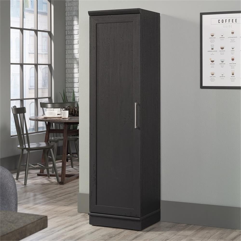 MAKLAINE Engineered Wood Single Door Pantry, 71 in Tall, Raven Oak Finish, Ad...