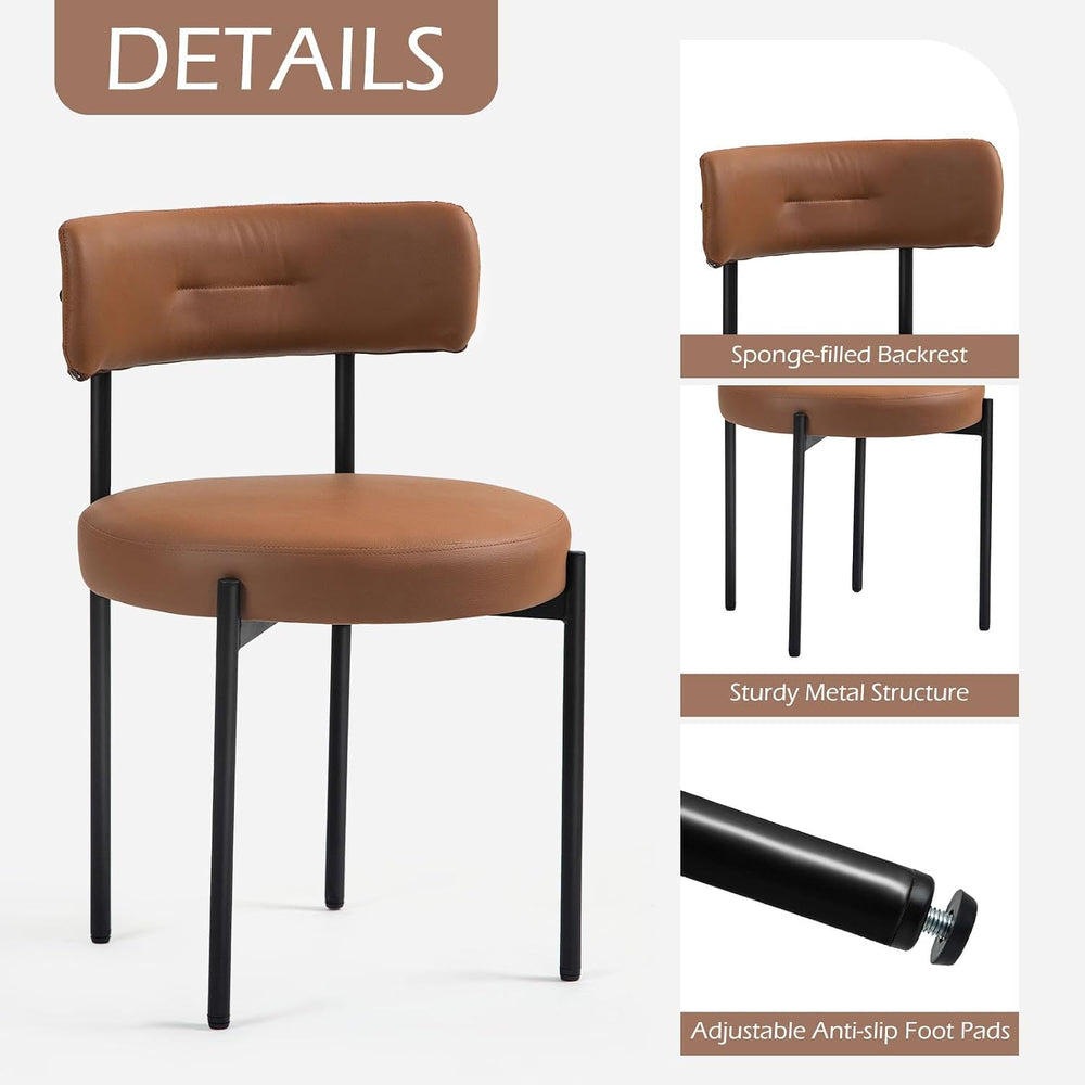 AVAWING Brown Faux Leather Dining Chairs Set of 4, Modern Kitchen Chairs with...