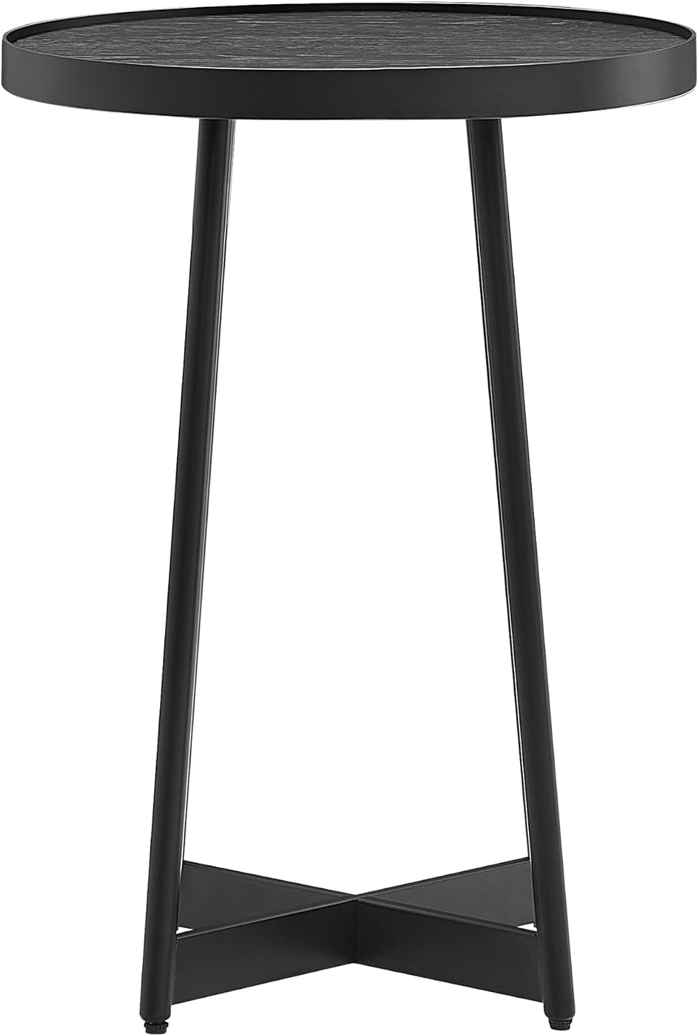 Ranlo Modern Round Accent Table with Geometric Metal Legs in Black Finish