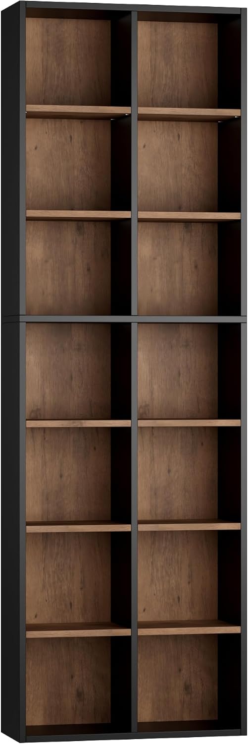 FOTOSOK Bookshelf Bookcase 7-Tier Narrow Bookshelf Tall CD Media Tower Rack