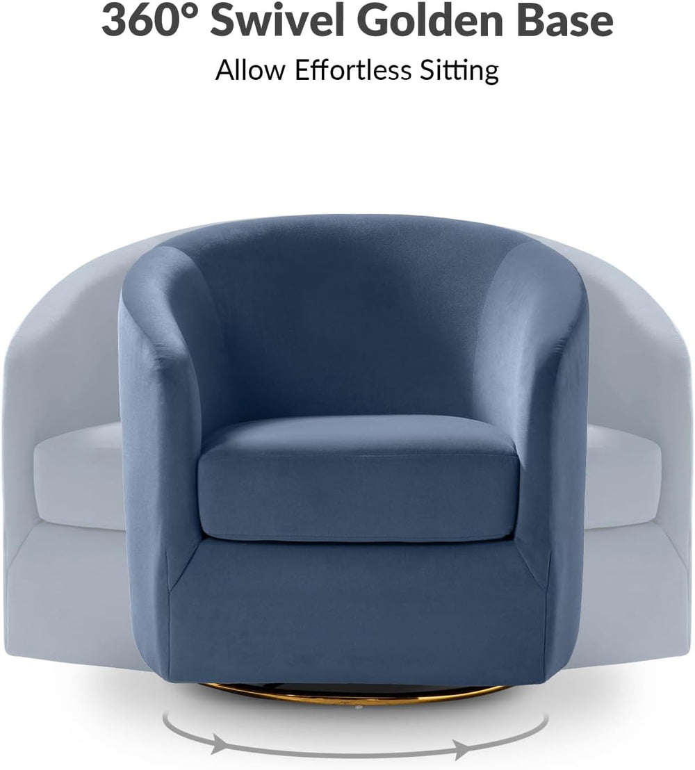 HULALA HOME Swivel Accent Chair with Gold Metal Base, Set of 2 Contemporary V...