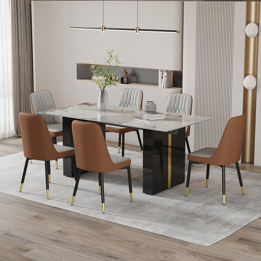 71'' Modern Dining Table Set for 6,Dining Room Sets for 6, Kitchen Fa...