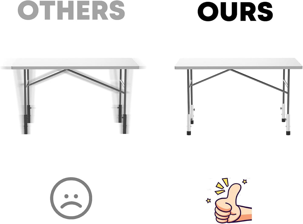 Table Leg Extenders White, Highly Durable Steel Folding Table Leg Risers, Tab...