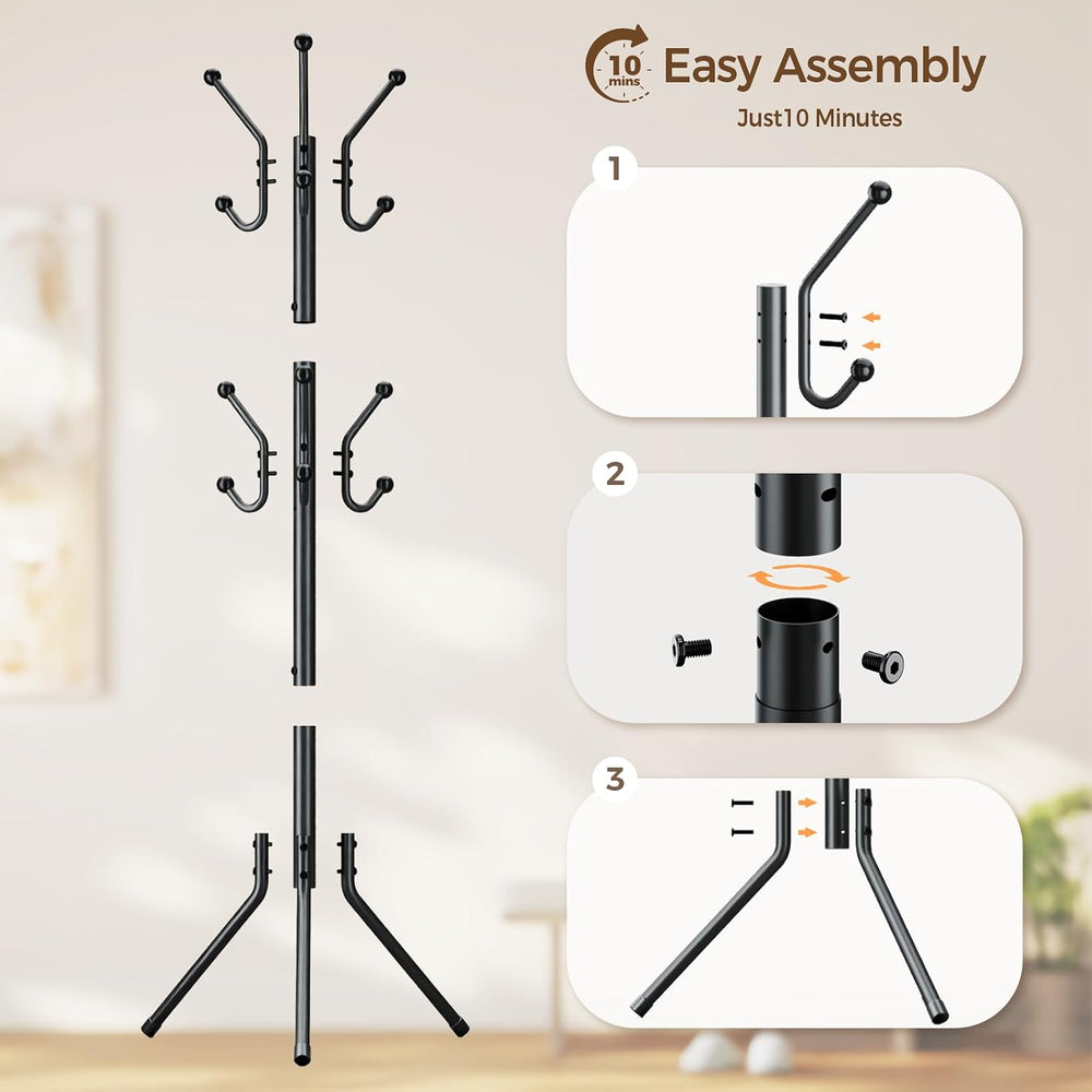 HYSEYY Coat Rack Freestanding,Metal Coat Tree for Entryway with 12 Hooks