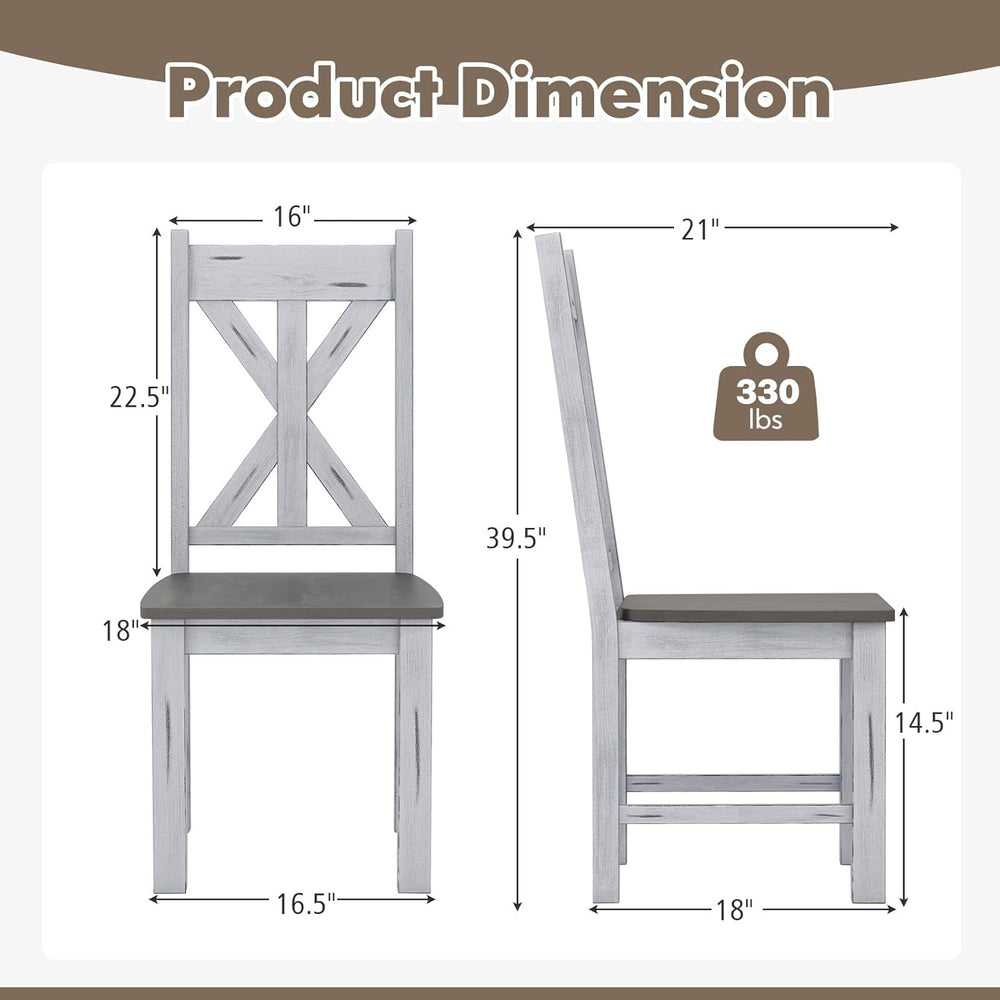 Giantex Retro Wooden Dining Chairs Set of 4, Farmhouse Kitchen Chairs w/Rubbe...