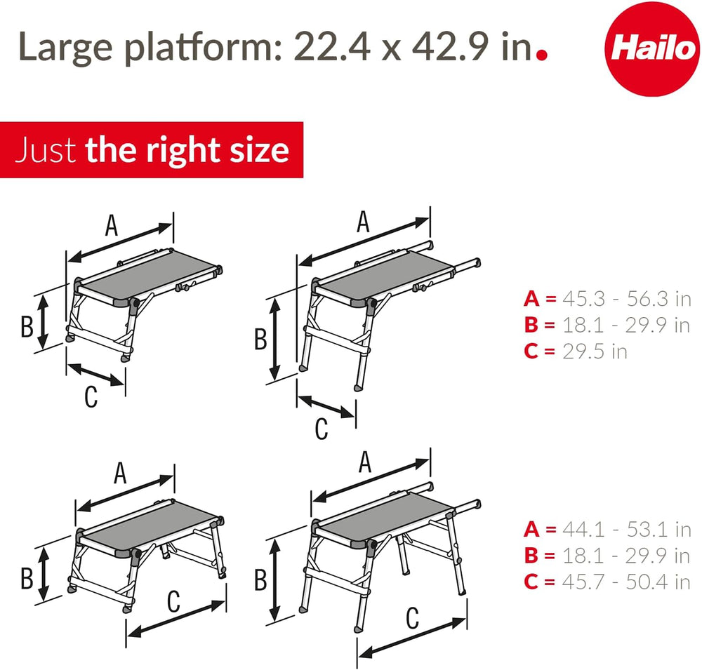 TP2 Plus Work & Staircase Platform Length and Height-Adjustable Telescopic