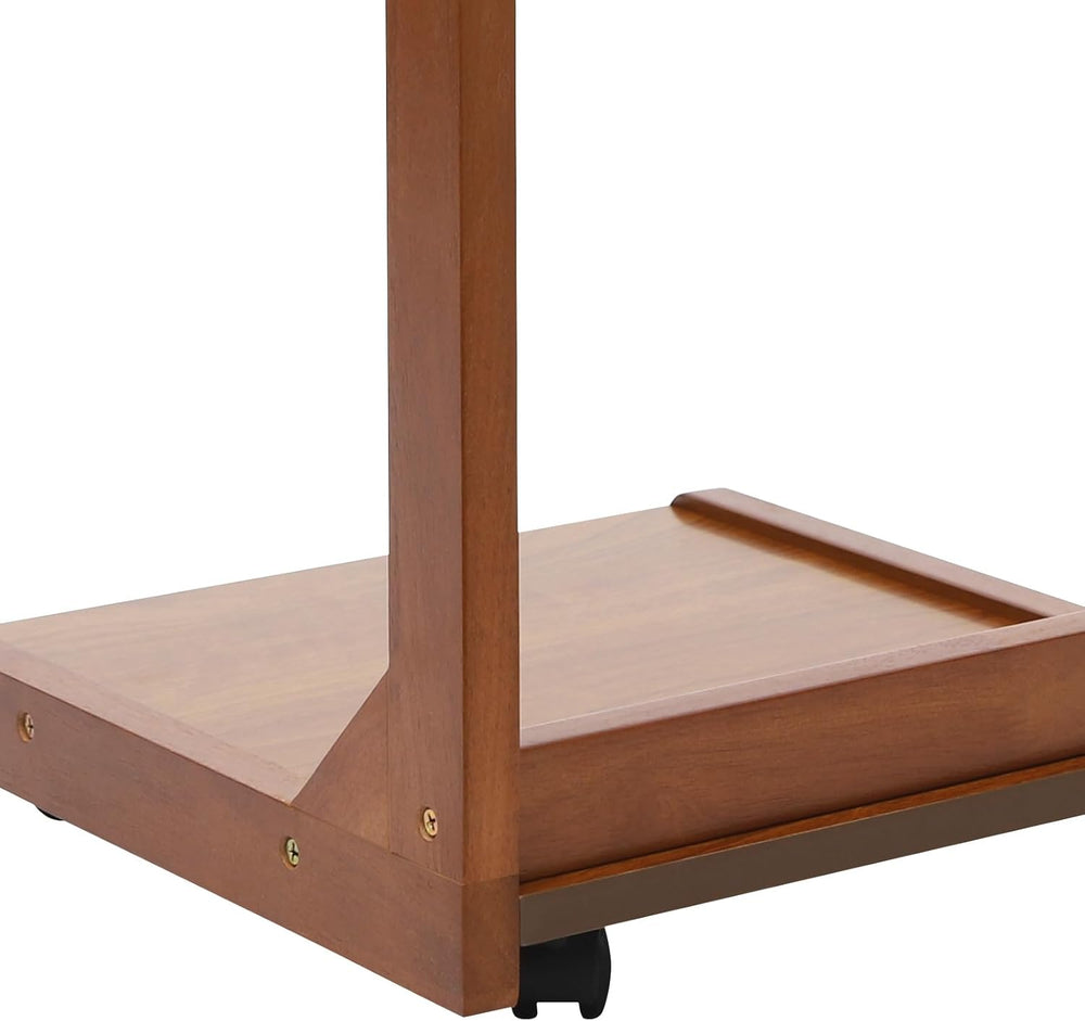 Mobile C-Shaped End Table,C Shaped Table for Couch with Concealed Storage Com...