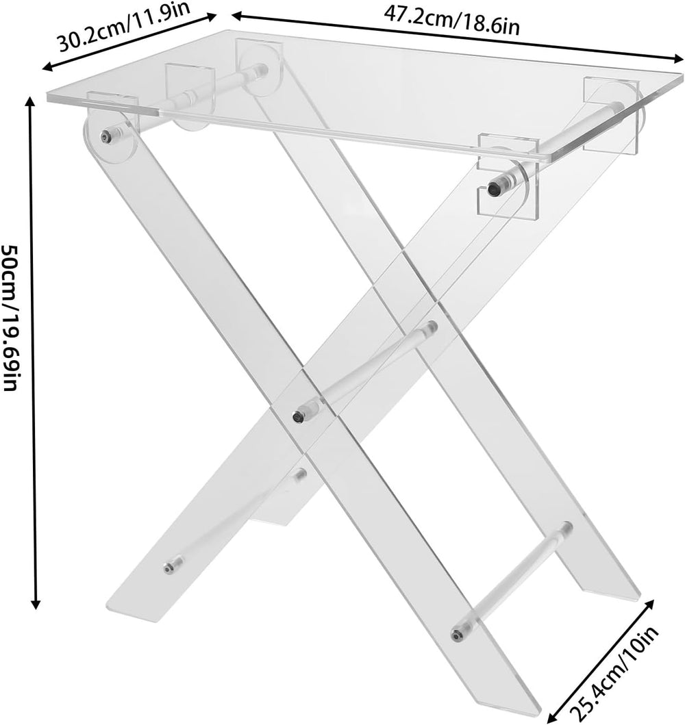 Acrylic Folding Table TV Tray, Foldable Acrylic Computer Stand, X Table Leg T...
