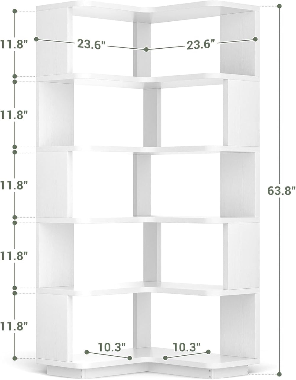 Armocity Corner Book Shelf, 6-Shelf L Shaped Corner Bookshelf with Baffle