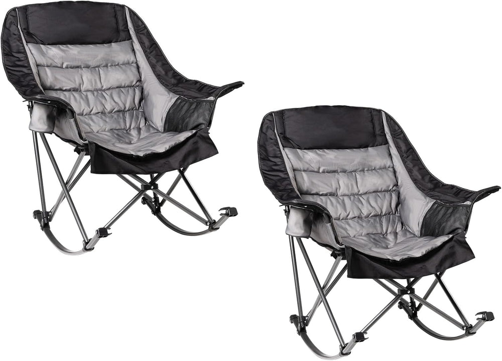 2 PCS Oversized Rocking Camping Chair for Adults - 400lbs Capacity Padded Cam...