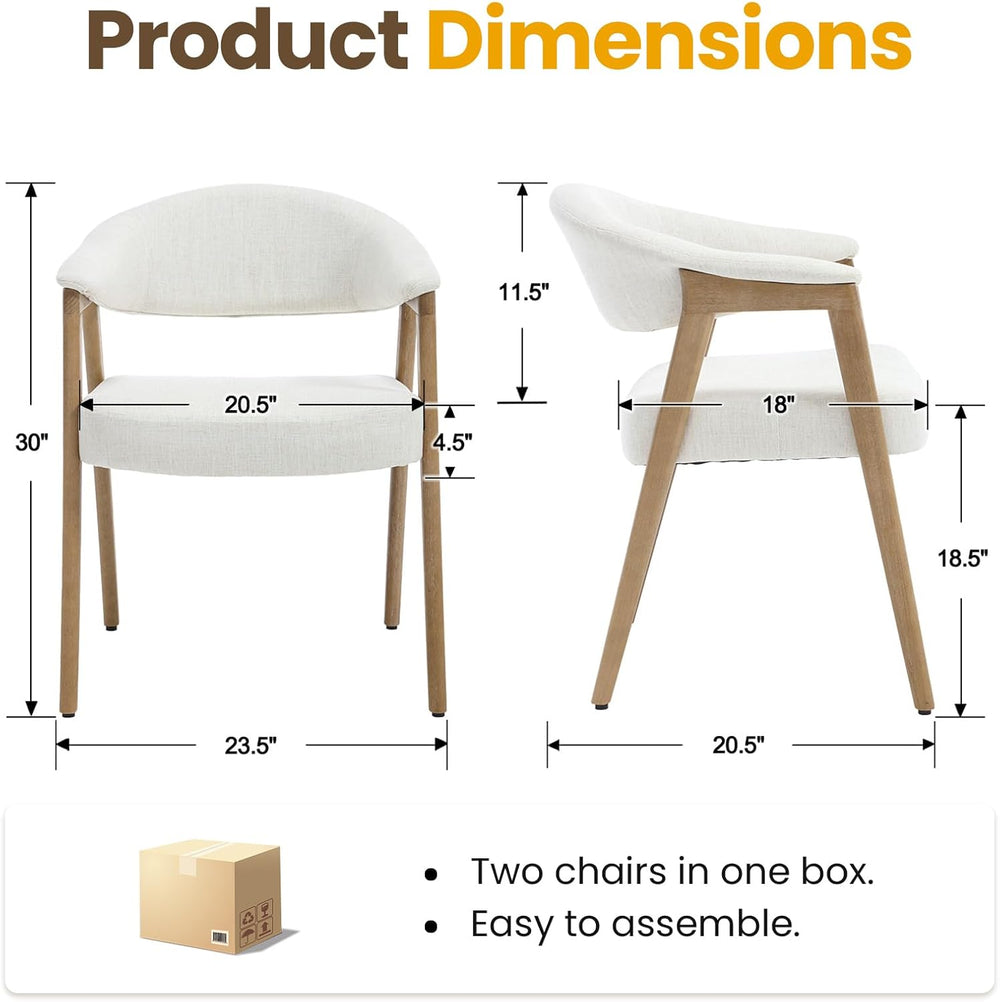CIMOTA Upholstered Dining Chairs with Arms Set of 2, Mid Century Modern Kitch...
